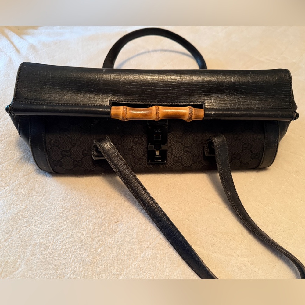 Gucci GG Canvas Medium Bamboo Bullet Shoulder Bag